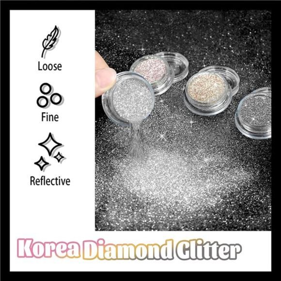 Allstarry Diamond Nail Glitter 4 Colors Sparkling Reflective Diamond Glitter main image 5
